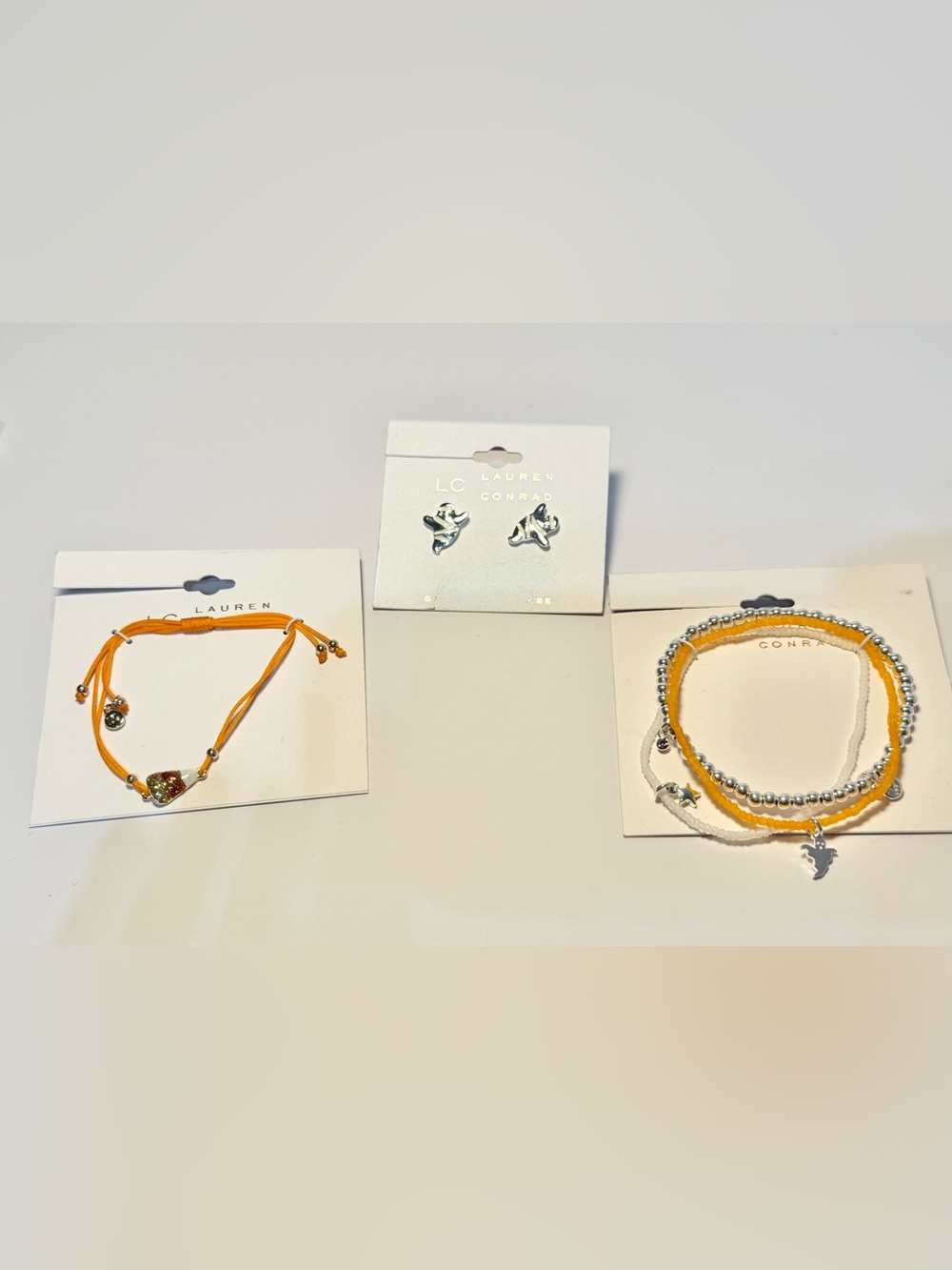 LC Lauren Conrad Ghost and candy corn Stretch Bracelet Set & ghost earrings